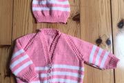 Hand Knit Baby Cardigan and Hat