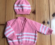 Hand Knit Baby Cardigan and Hat