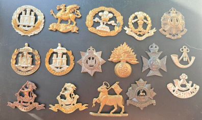 16 different British Army cap badges