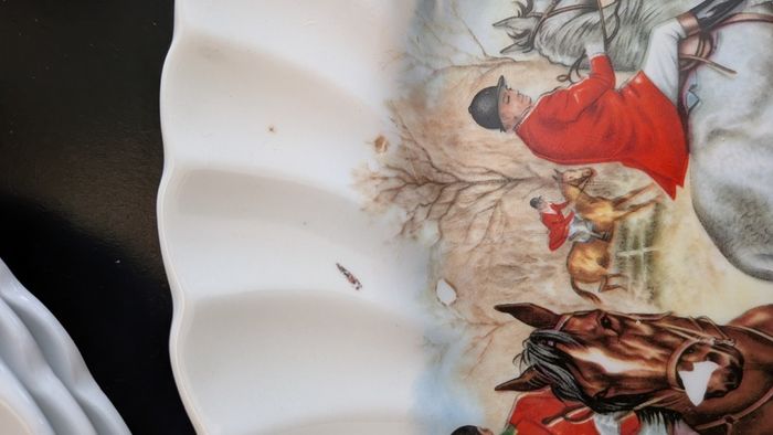 F Gray & Sons Fox Hunting 31cm Oval Platters Horse & Hound Vintage
