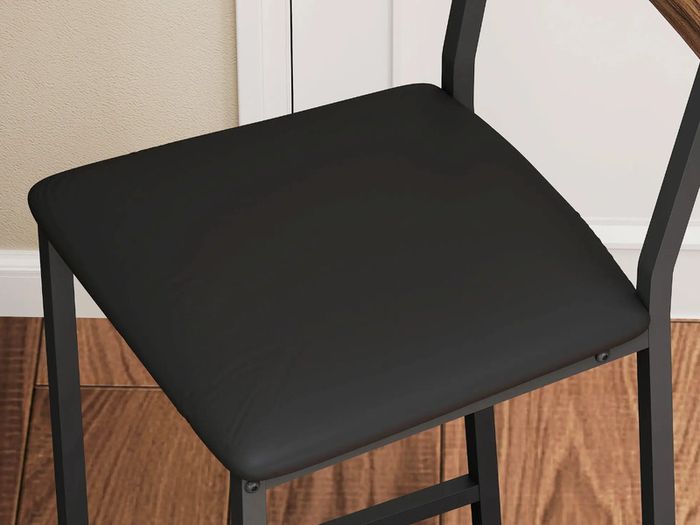 3-piece Bar Table Set, 1 Bar Table, 2 Chairs, with Wine Rack, Glass Holder, Open Shelves, Footrests, Brown