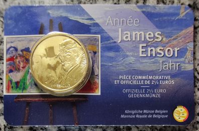 Belgium 2.5 Euro Base Metals Brilliant Uncirculated Coin 2024 - James Ensor Year - Belgian Coincard Catalog