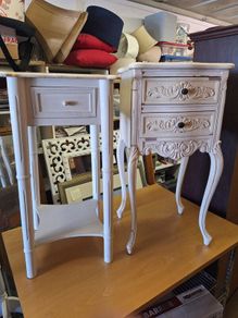 Two small vintage bedside tables for upcycling