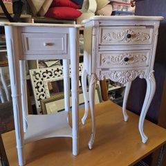 Two small vintage bedside tables for upcycling