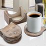 Drink coasters set of 6 with holder Handmade Wooden coasters for Coffee, Tea, Mugs, Cups, Wine Glasses Housewarming gift  Premium quality (MULTIPLE DESIGNS) Image 6