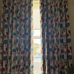 Fully lined beautiful curtains 'Trees' some with embroidery on them textured