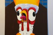 Crazy King Chicken Original Acrylic Painting