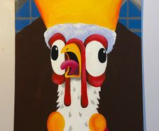 Crazy King Chicken Original Acrylic Painting