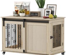 Dog Crate for Medium and Large Dogs Modern Side Table with 2 Doors and Latch 100x56x65 cm Oak