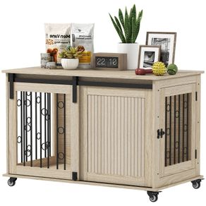 Dog Crate for Medium and Large Dogs Modern Side Table with 2 Doors and Latch 100x56x65 cm Oak