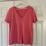 Pink Short Sleeve V Neck T-Shirt Image 6