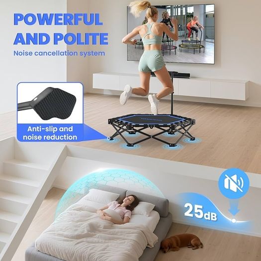 42 inch Foldable Mini Rebounder Trampoline, Home Fitness Trampoline for Adults, Indoor Exercise Jumper, No Installation Required and Portable
