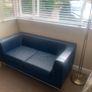 Small leather couch navy Image 3