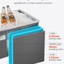 Drop in Ice Chest, 20"L x 14"W x 12"H (508 x 355 x 306 mm) Stainless Steel Drop in Cooler, 30L Commercial Ice Bin with Pot Lid for Outdoor, Drain-pipe Set Included, for Cold Wine Beer Image 3