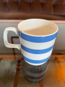 Vintage Blue White Striped Mug Colleen Pattern Carrigaline Pottery Ireland