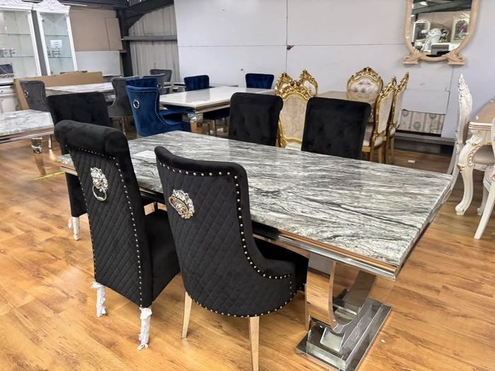 Marble Kitchen Dining Table With 6 Chairs