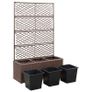 Trellis Raised Bed with 3 Pots 83x30x130 cm Poly Rattan Brown Image 3