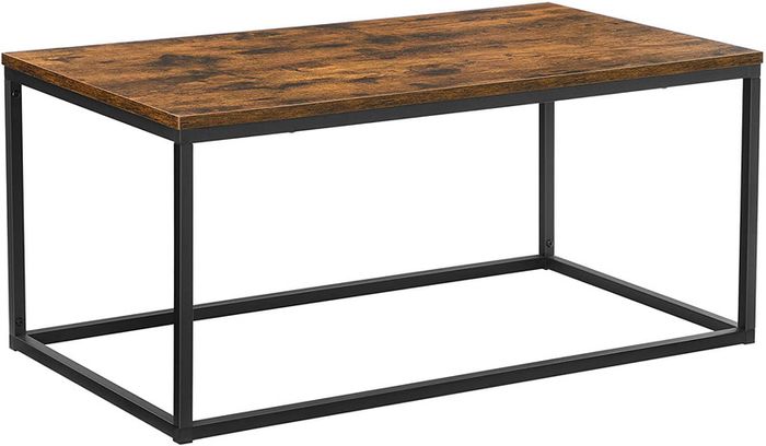 _Coffee table, living room table, coffee table with steel frame, 100 x 55 x 45 cm, simple structure, industrial design, vintage brown-black