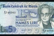 Malta - 5 Liri 1967 (1986) Banknote P 38 (UNC)