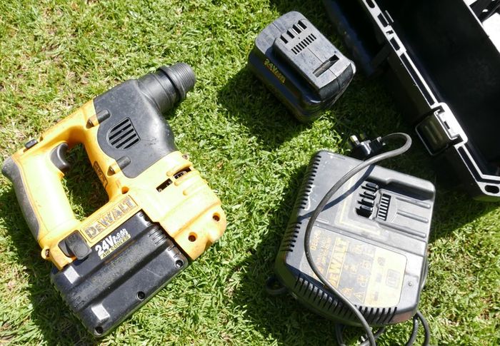 Dewalt DC222 SDS Cordless Drill 24V With 2 Battery and Box  in working order