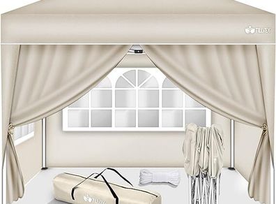 Gazebo 3 x 3 m Waterproof Pop-Up with 4 side panels