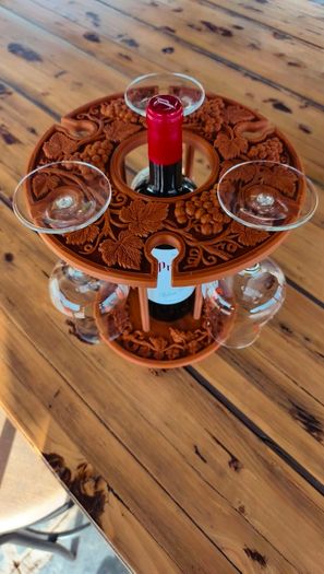 3D Printed Wine Bottle & Wine Glass Holder Elegant Tabletop Display