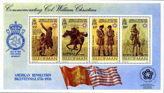 1976 Isle of Man The 200th Anniversary of the American Revolution Commemorative Stamps Miniature Sheet Mint Never Hinged (MNH)