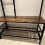 Industrial Hall Tree with Shoe Bench and Coat Hooks Image 4
