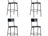 Bar Chairs 4 pcs Black Solid Plywood Steel