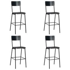 Bar Chairs 4 pcs Black Solid Plywood Steel