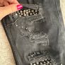 The Kooples Distressed & Studded Jeans in Black Wash Image 8