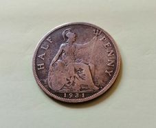 1931 George V UK Half Penny for sale