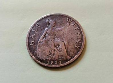 1931 George V UK Half Penny for sale