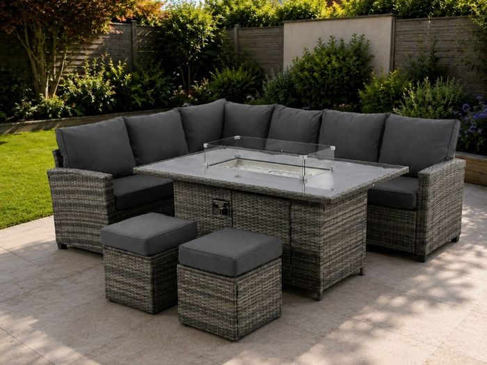 8 Seater Firepit Table Rattan Dining Set