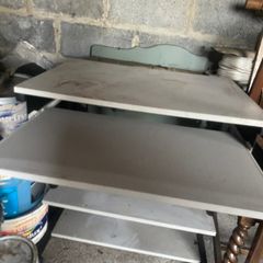 Computer desk with sliding keyboard tray