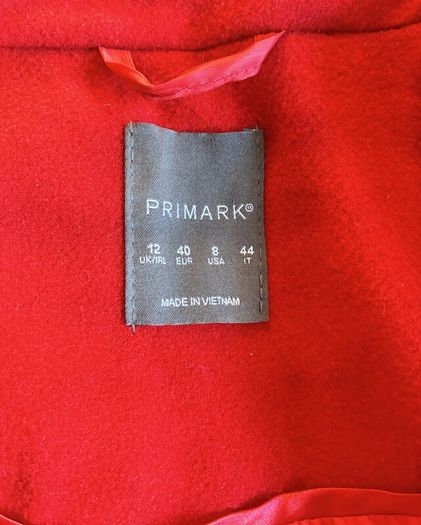 Ladies Red Single-Breasted Overcoat from Primark