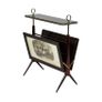Vintage Italian Mahogany  Brass Magazine Rack attributed to Ico Parisi 1950s Image 2