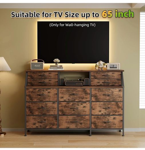 Dresser for Bedroom with 13 Drawers, 55 inch Wide Chest of Drawers
