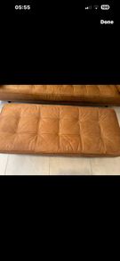 Tan 100% Leather Ottoman - Scott