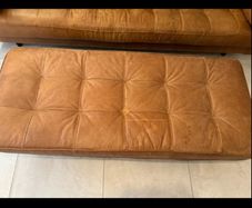 Tan 100% Leather Ottoman - Scott