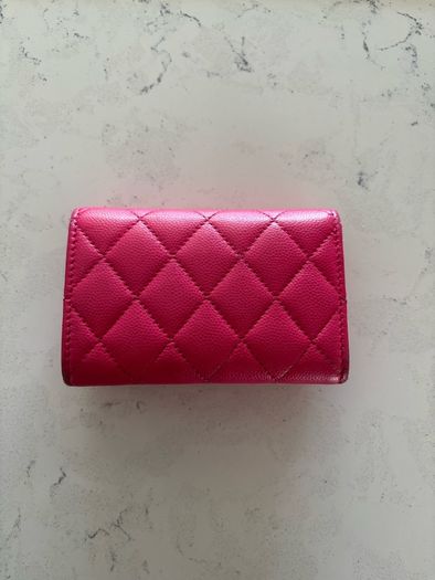 Chanel Pink Quilted Card Holder Small Wallet Gold CC Logo