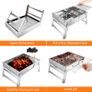 Stainless Steel BBQ Barbecue Grill , Portable Folding Charcoal BBQ Grill Table Desktop Barbecue Smoker Grill for Outdoor Picnic Garden Terrace Camping Trip Image 5