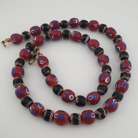 Antique Venetian Style Floral & Trade Glass Beads Necklace