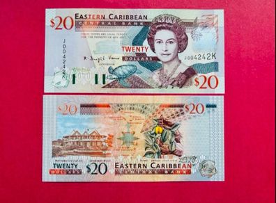 East Caribbean States 20 Dollars 2004  Unc ( K ) St Kitts.