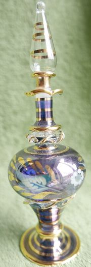 Vintage Blue Handblown Glass Perfume Massage Oil Bottle