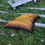 Handmade crochet triangle shawl wrap. Mustard yellow gradient ombre lacy shawl Image 5