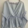 blouse zara size large blue frilled with wrap effect Image 3