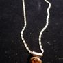 Tiger eye style stone in silver set with large linked silver chain Image 2