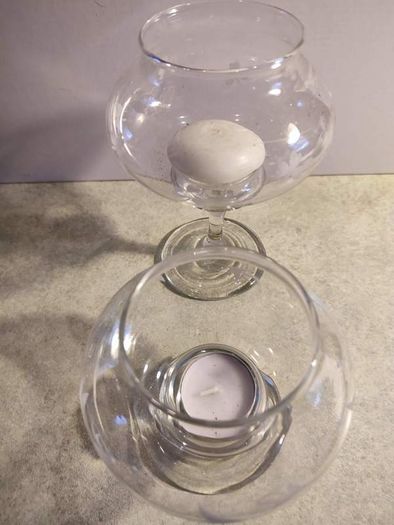 Lovely Set Of 2 Night Light Glasses Candle Holder