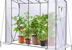 Greenhouse for Outdoors: Portable Green House Heavy Duty with Roll-Up Zippered Door PE Cover, Tall Plastic Greenhouses for Outside Winter Plants Shed for Backyard, White 200x77x170 cm